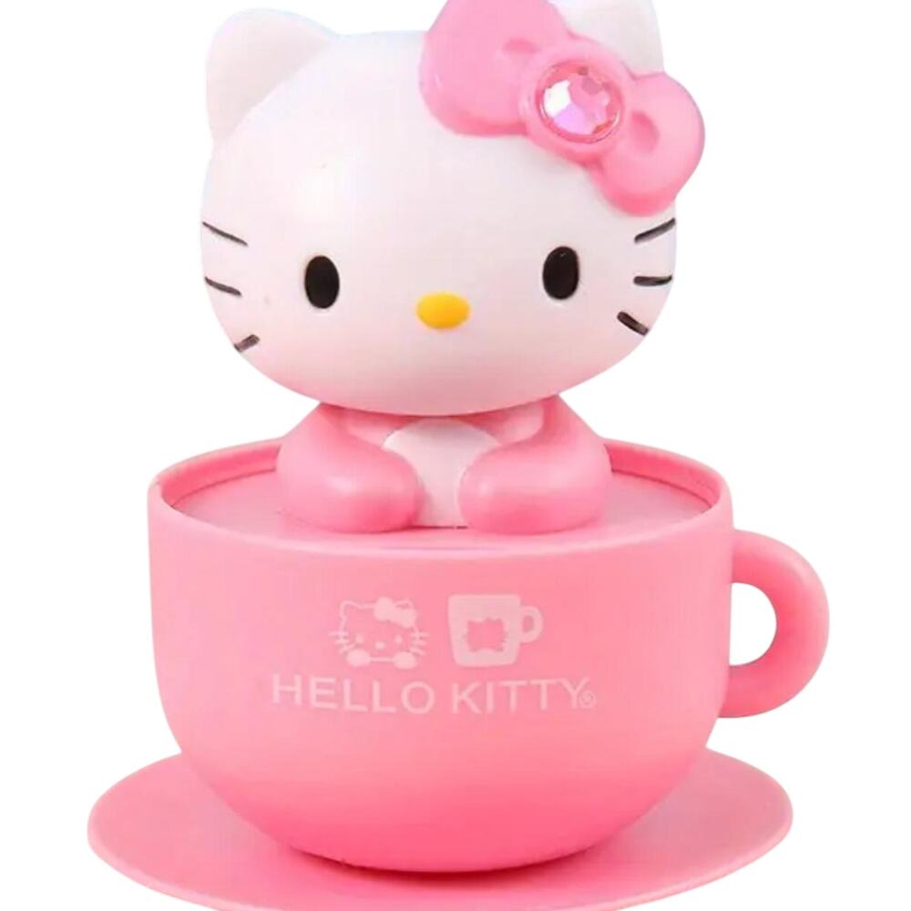 Kawaii Hello Kitty Pink Gem Coffee Tea Cup Solar Bobblehead Desk Home Decor Gift